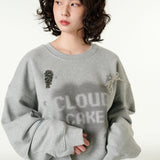 [CLOUD CAKE] Women's Fashion Cloud Cake & Star Crop Hoodie Dark Gray