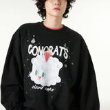 [CLOUD CAKE]Fashion Cloud Cake  Drawing Embroidered Sweatshirt Unisex