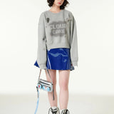 [CLOUD CAKE] Women's Fashion Cloud Cake & Star Crop Hoodie Dark Gray