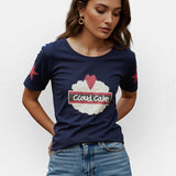 [DFRAME] クラウドケーキスター袖 夏用ピュアコットン レディース半袖Tシャツ