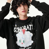 [CLOUD CAKE]Fashion Cloud Cake  Drawing Embroidered Sweatshirt Unisex