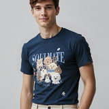 [DFRAME] Lovely Dog Printed Short Sleeve T-shirt "SOULMATE" Casual Men's Short Sleeve T-shirt