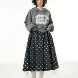 [CLOUD CAKE] Women's Fashion Cloud Cake & Star Crop Hoodie Dark Gray