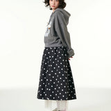 [CLOUD CAKE] Women's Fashion Cloud Cake & Star Crop Hoodie Dark Gray