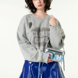 [CLOUD CAKE] Women's Fashion Cloud Cake & Star Crop Hoodie Dark Gray