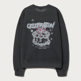 [CLOUD CAKE] Pigment Double-Layer Fabric Printed Sweatshirt Dark Gray