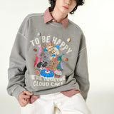 [CLOUD CAKE] Men's Fashion Pigment Double-Layer Fabric Printed Sweatshirt