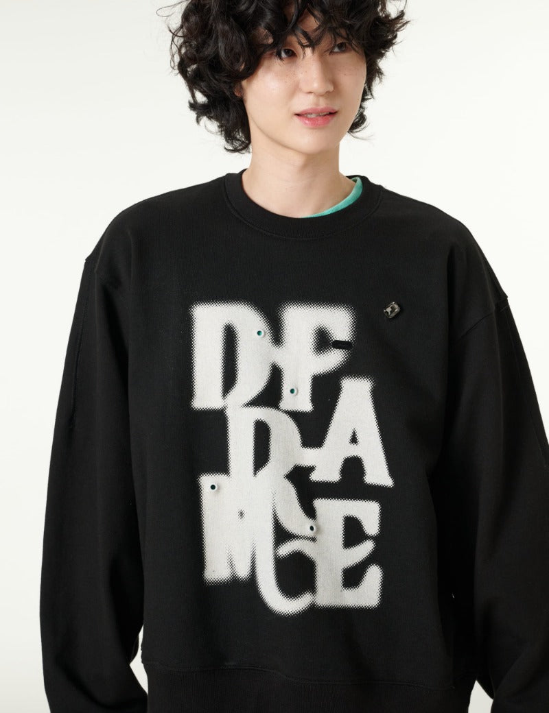 [CLOUD CAKE] D'FRAME Unisex Lettering Art Patchwork sweatshirt