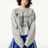 [CLOUD CAKE] Women's Fashion Cloud Cake & Star Crop Hoodie Dark Gray