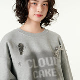 [CLOUD CAKE] Women's Fashion Cloud Cake & Star Crop Hoodie Dark Gray