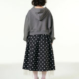 [CLOUD CAKE] Women's Fashion Cloud Cake & Star Crop Hoodie Dark Gray