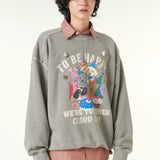 [CLOUD CAKE] Men's Fashion Pigment Double-Layer Fabric Printed Sweatshirt